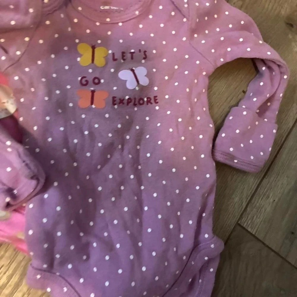 Carters Baby Bodysuits Sleeper Set Girl 3-6M Pink Purple NWOT Bundle